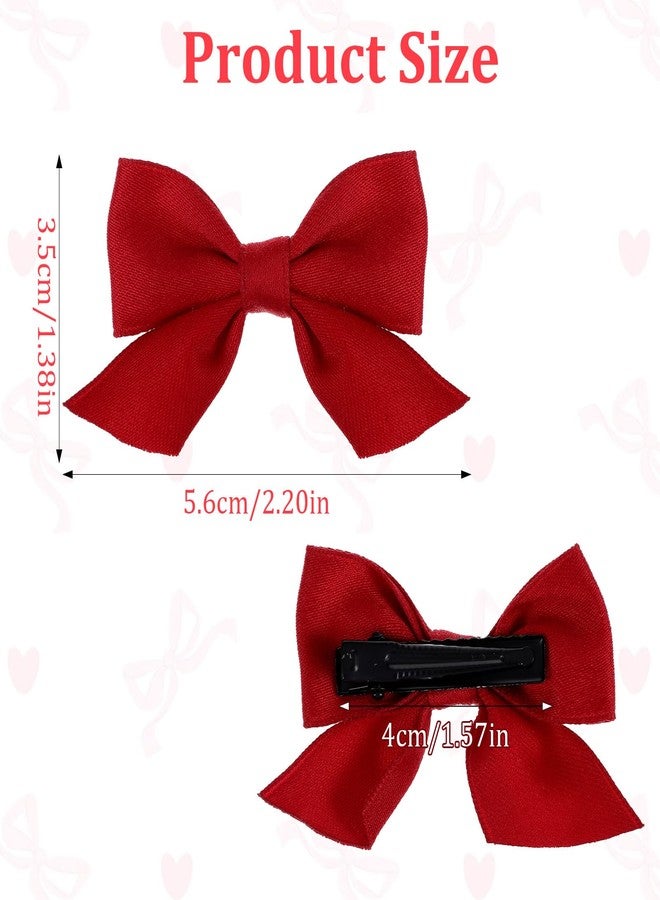 Tyqour 2 Pairs Red Bow Hair Clips for Women Girls Hair Accessories Small Silky Satin Ribbon Bowknot Alligator Barrettes Wine Red Black Bow Clips - Image 2